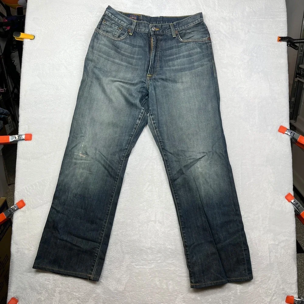 Vintage Lucky Brand Bootleg Jeans Men's Blue Wash Denim USA Made - 32X30.5